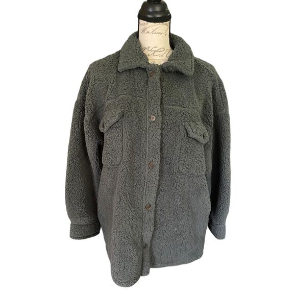 32 Degrees Heat Gray Sherpa Teddy Shacket Jacket Size XL/XXL - Picture 1 of 4